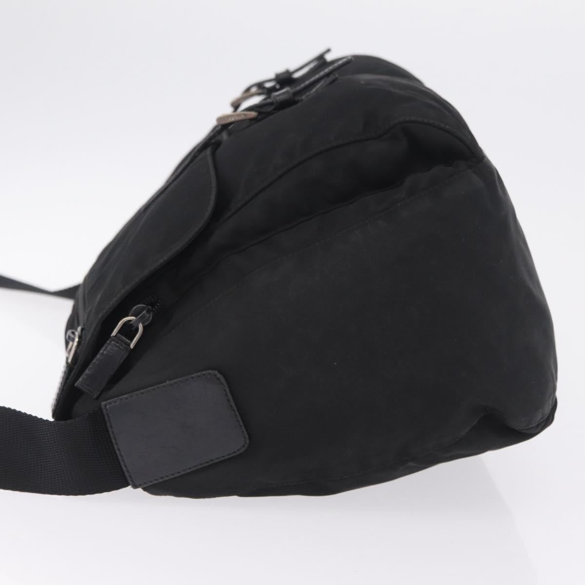 PRADA Shoulder Bag Nylon Black Silver