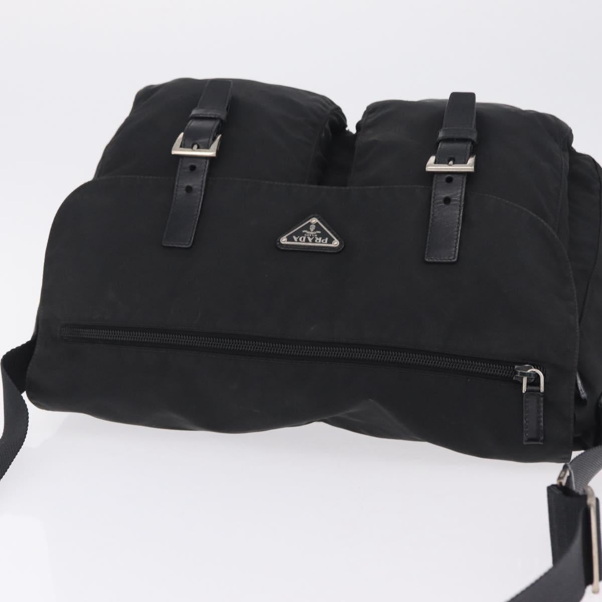 PRADA Shoulder Bag Nylon Black Silver