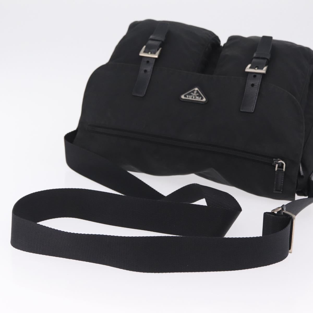 PRADA Shoulder Bag Nylon Black Silver