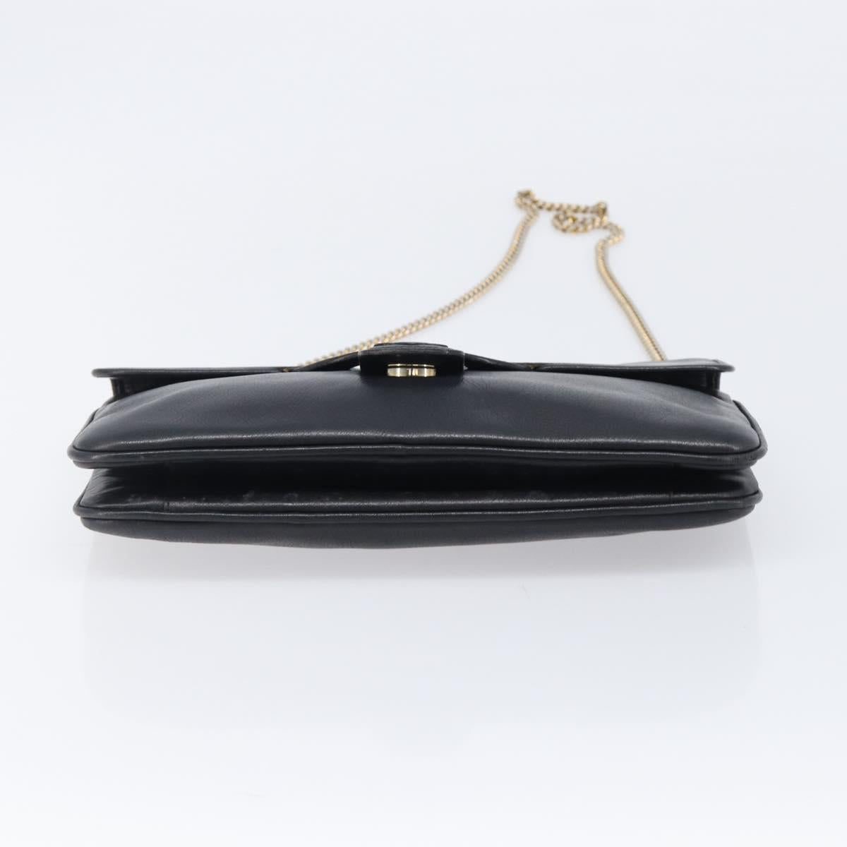 CELINE Chain Shoulder Bag Leather Black Gold
