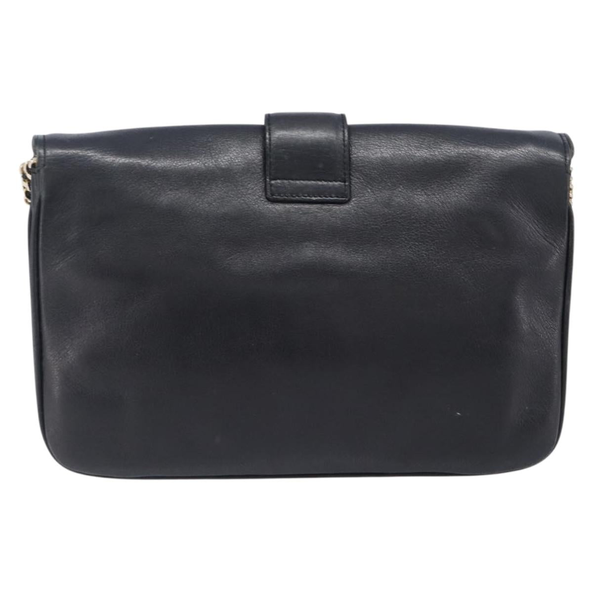 CELINE Chain Shoulder Bag Leather Black Gold