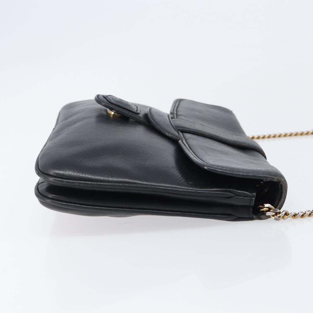 CELINE Chain Shoulder Bag Leather Black Gold