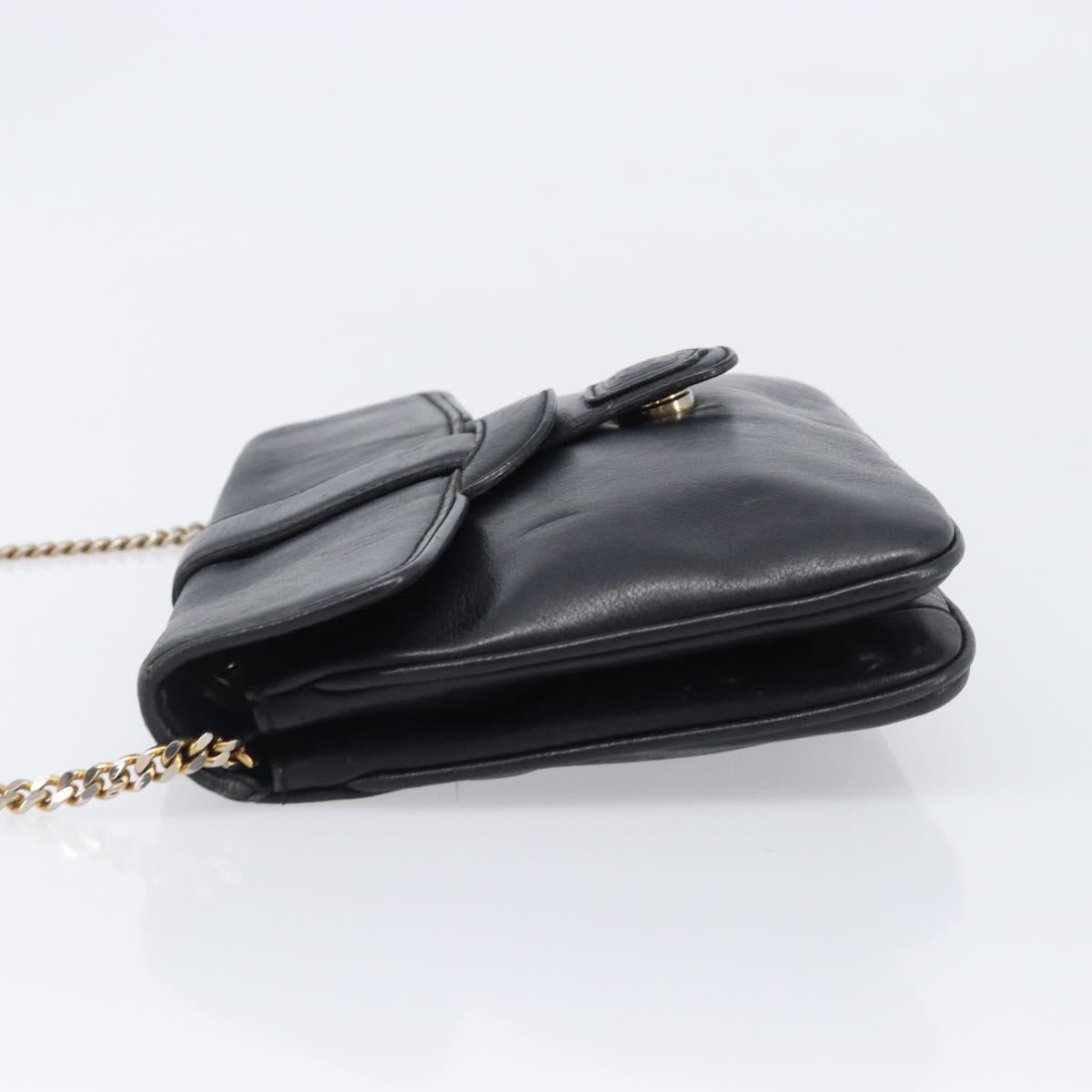 CELINE Chain Shoulder Bag Leather Black Gold
