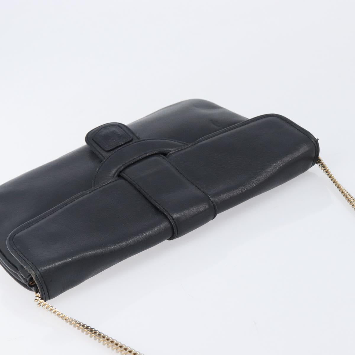 CELINE Chain Shoulder Bag Leather Black Gold