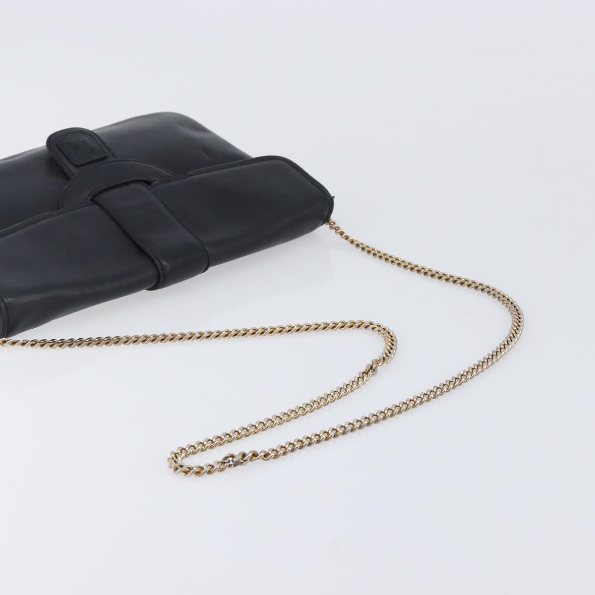 CELINE Chain Shoulder Bag Leather Black Gold