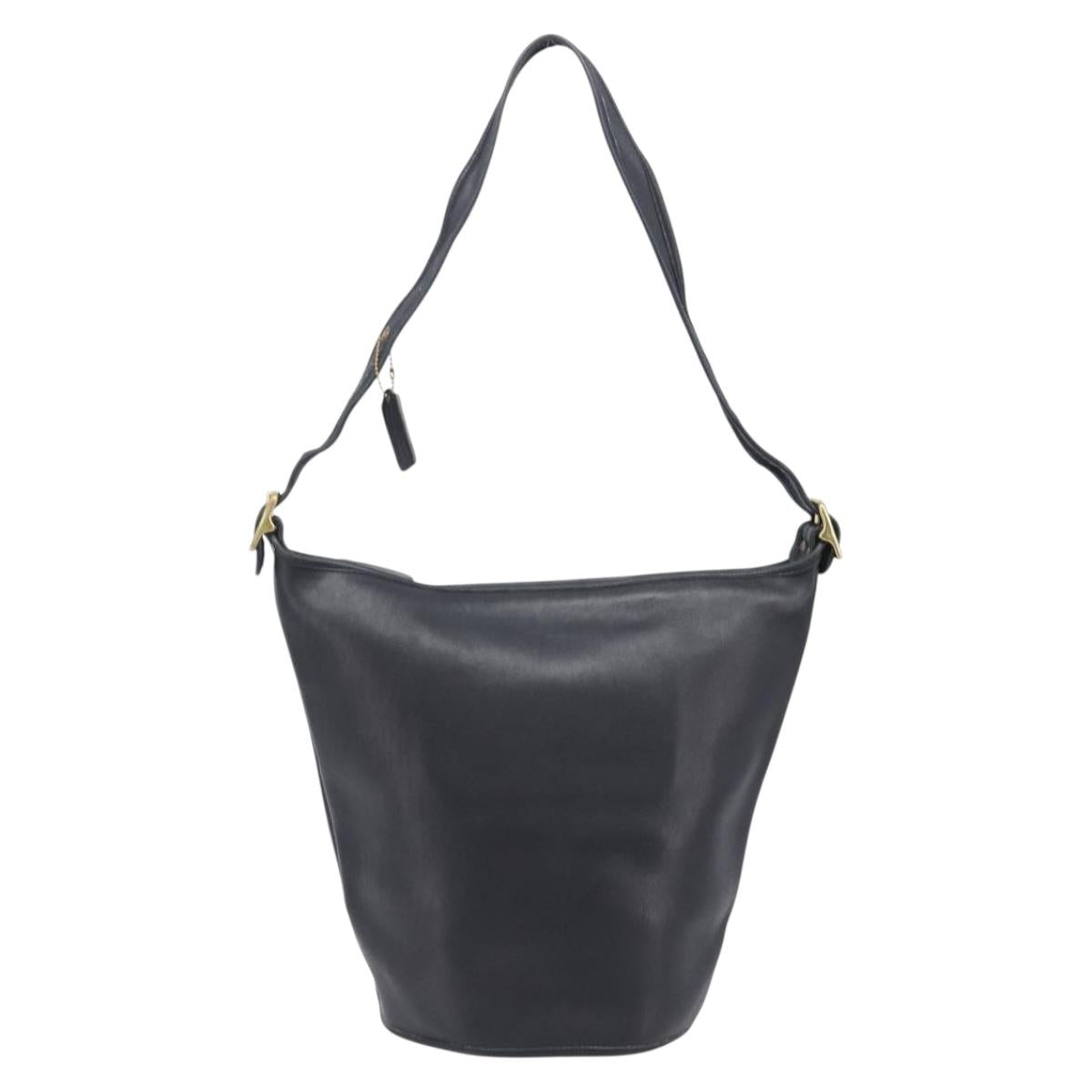 Coach Shoulder Bag Leather Black Gold