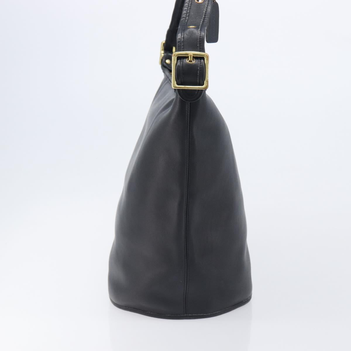 Coach Shoulder Bag Leather Black Gold