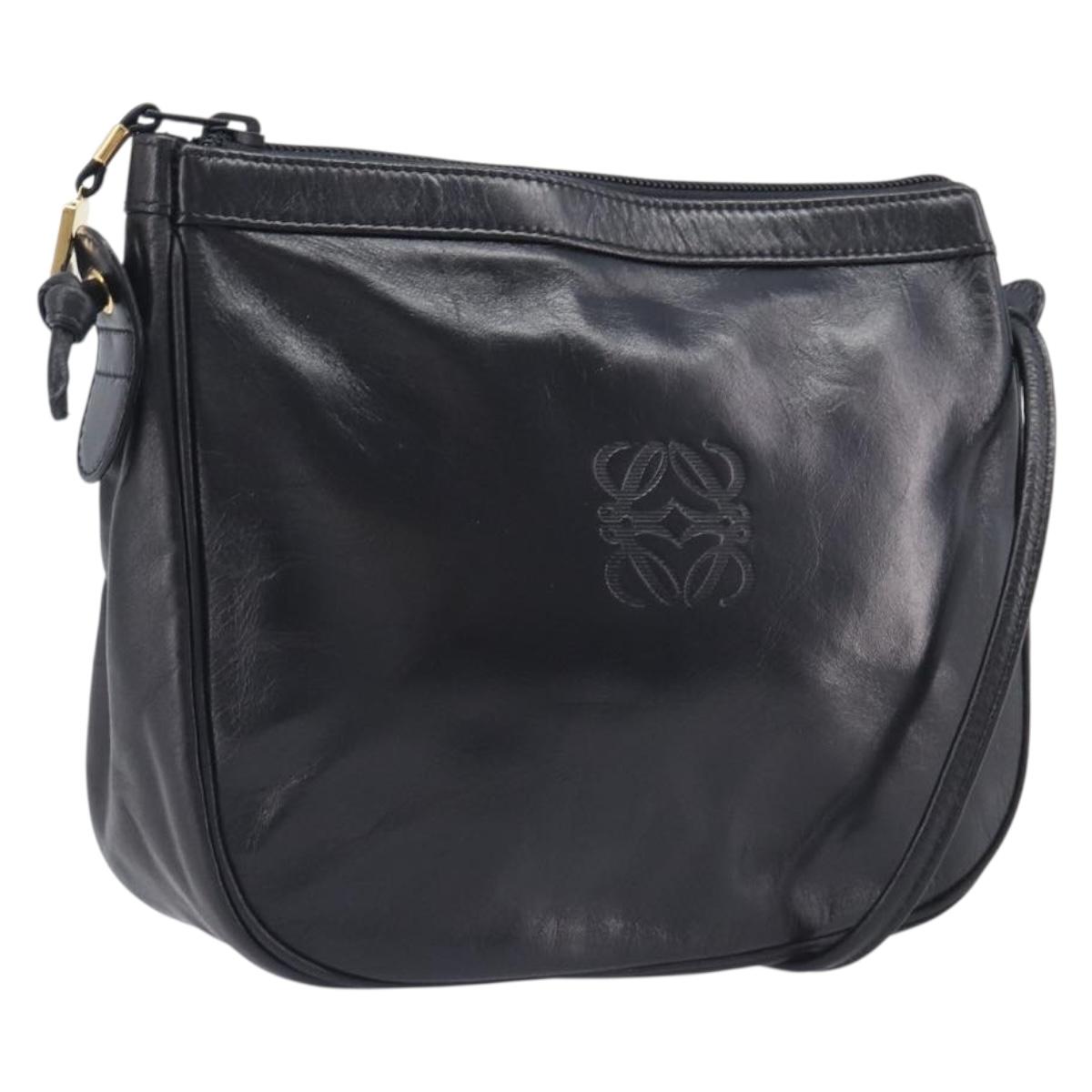 LOEWE Shoulder Bag Leather Black Gold