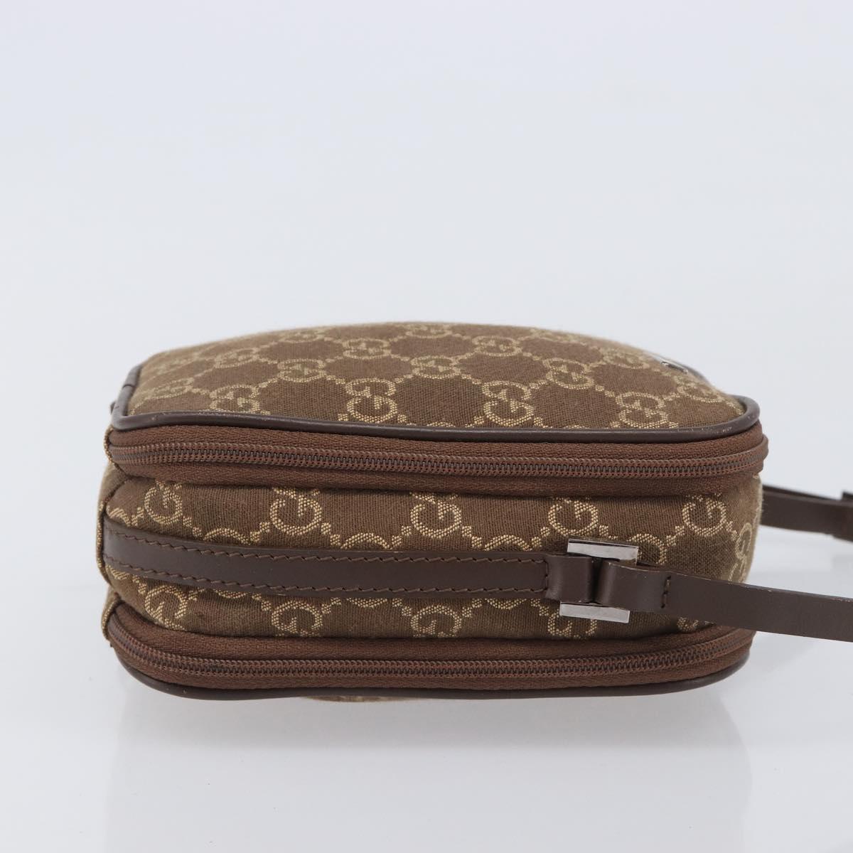 GUCCI GG Canvas Pouch Brown Silver