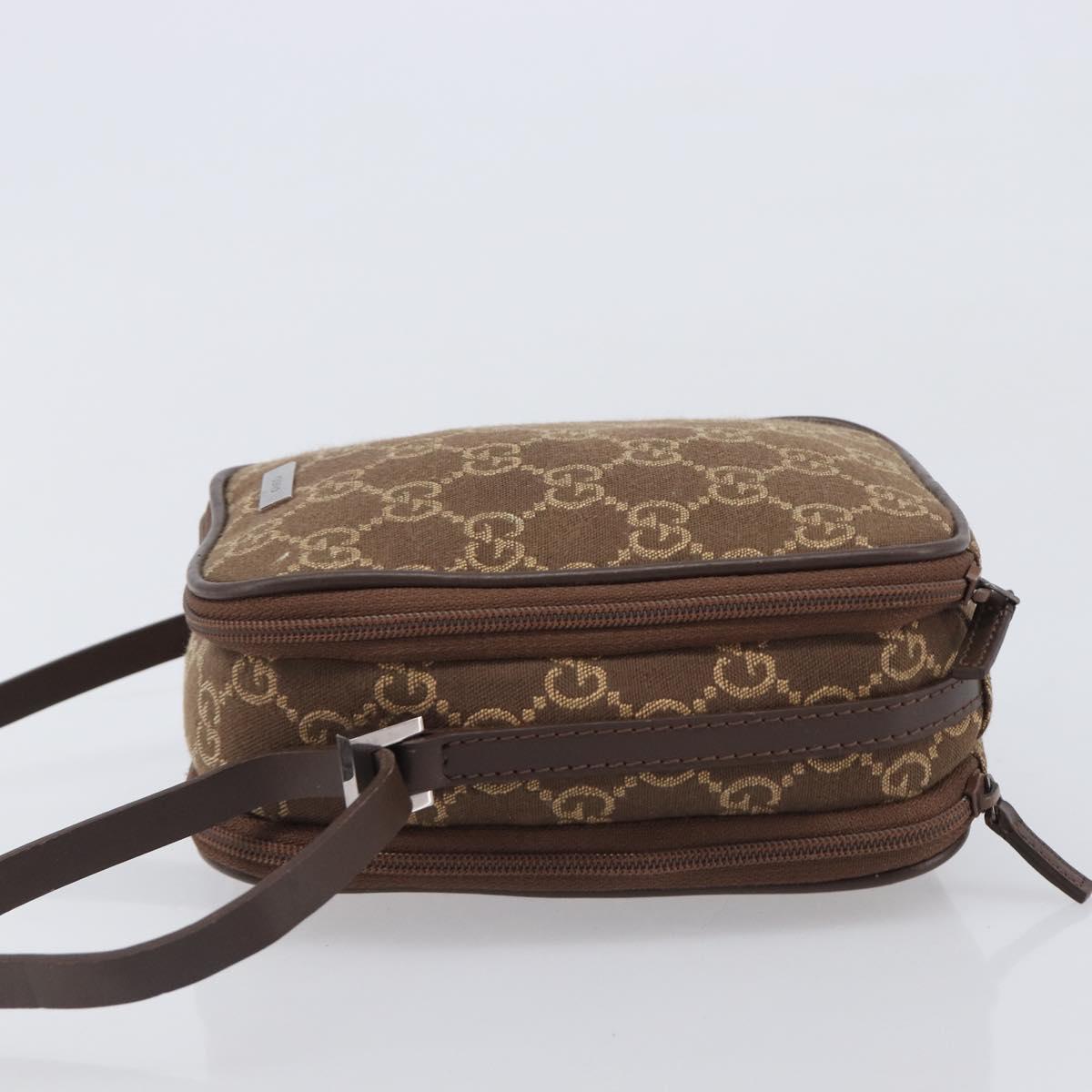 GUCCI GG Canvas Pouch Brown Silver
