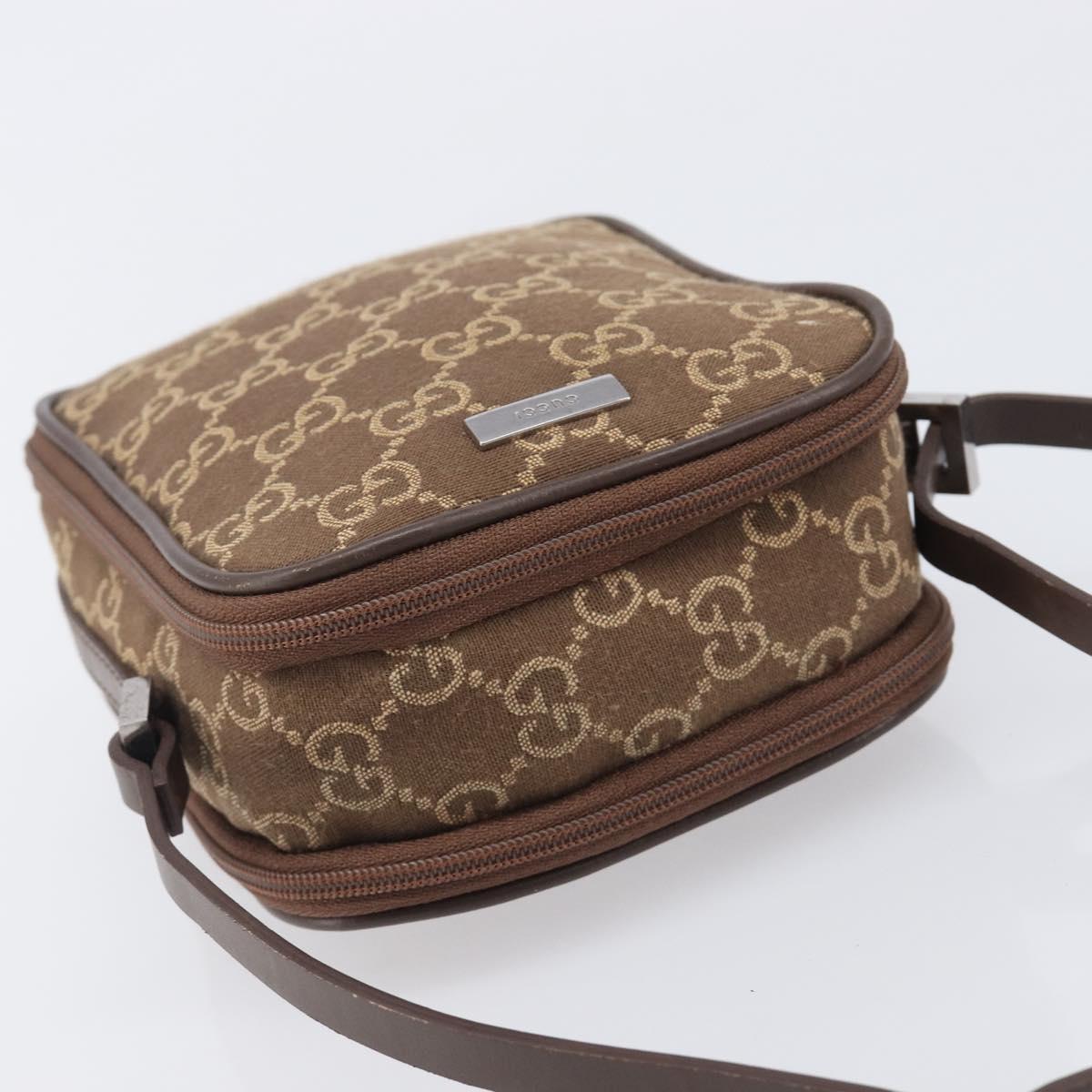 GUCCI GG Canvas Pouch Brown Silver