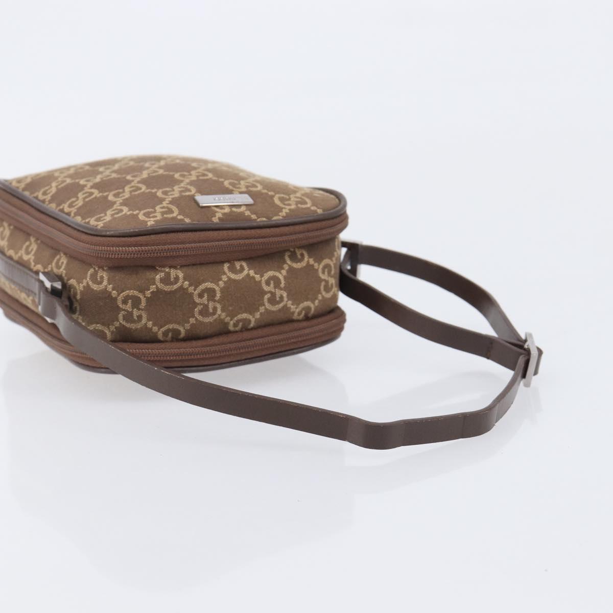 GUCCI GG Canvas Pouch Brown Silver