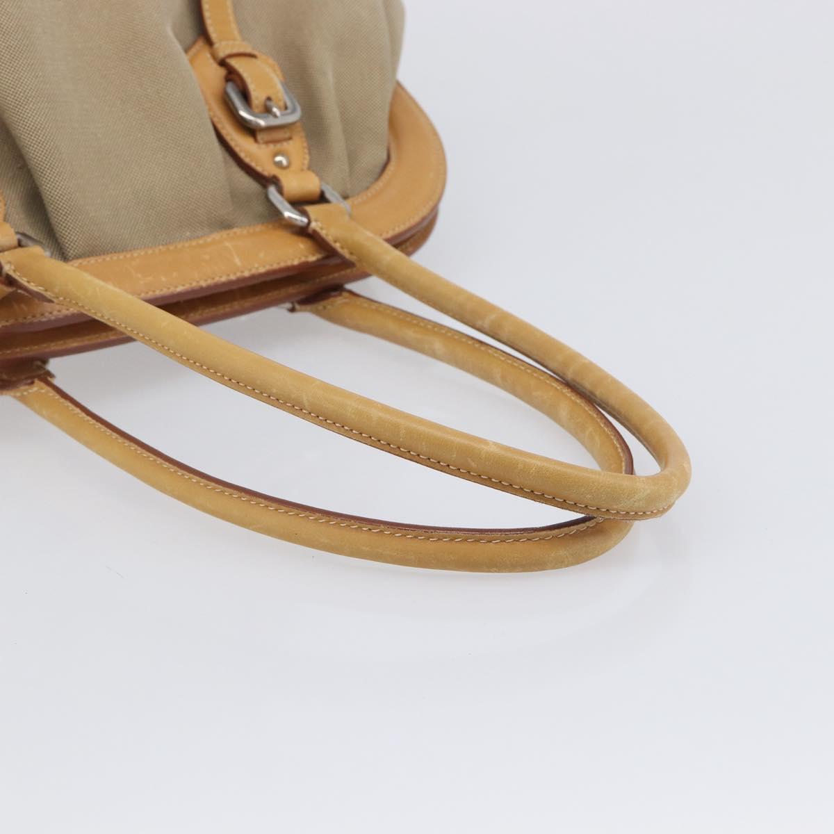 PRADA Hand Bag Canvas Beige Silver