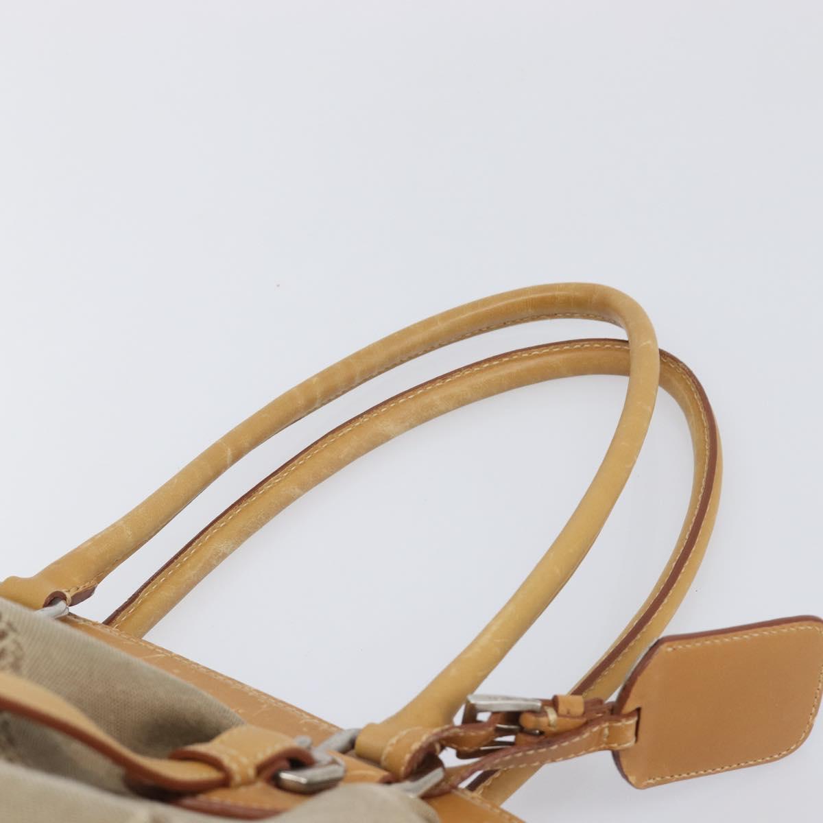 PRADA Hand Bag Canvas Beige Silver