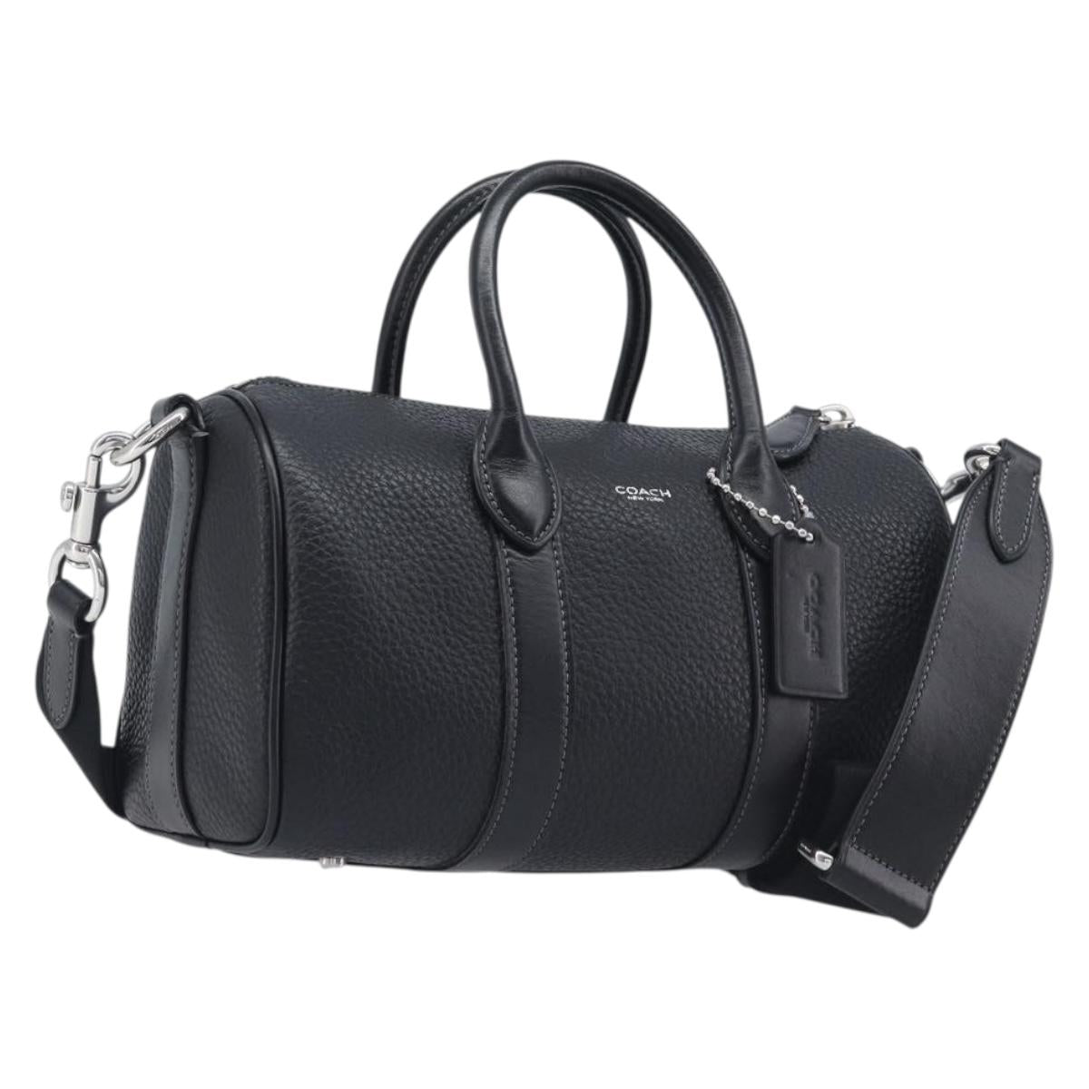 Coach Hand Bag Leather 2way Black Silver
