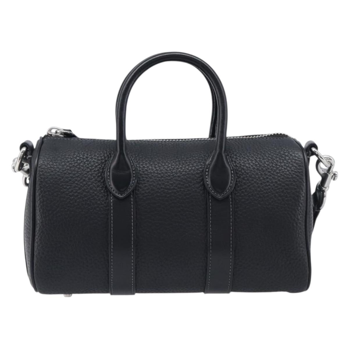 Coach Hand Bag Leather 2way Black Silver