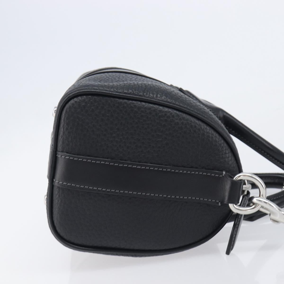 Coach Hand Bag Leather 2way Black Silver