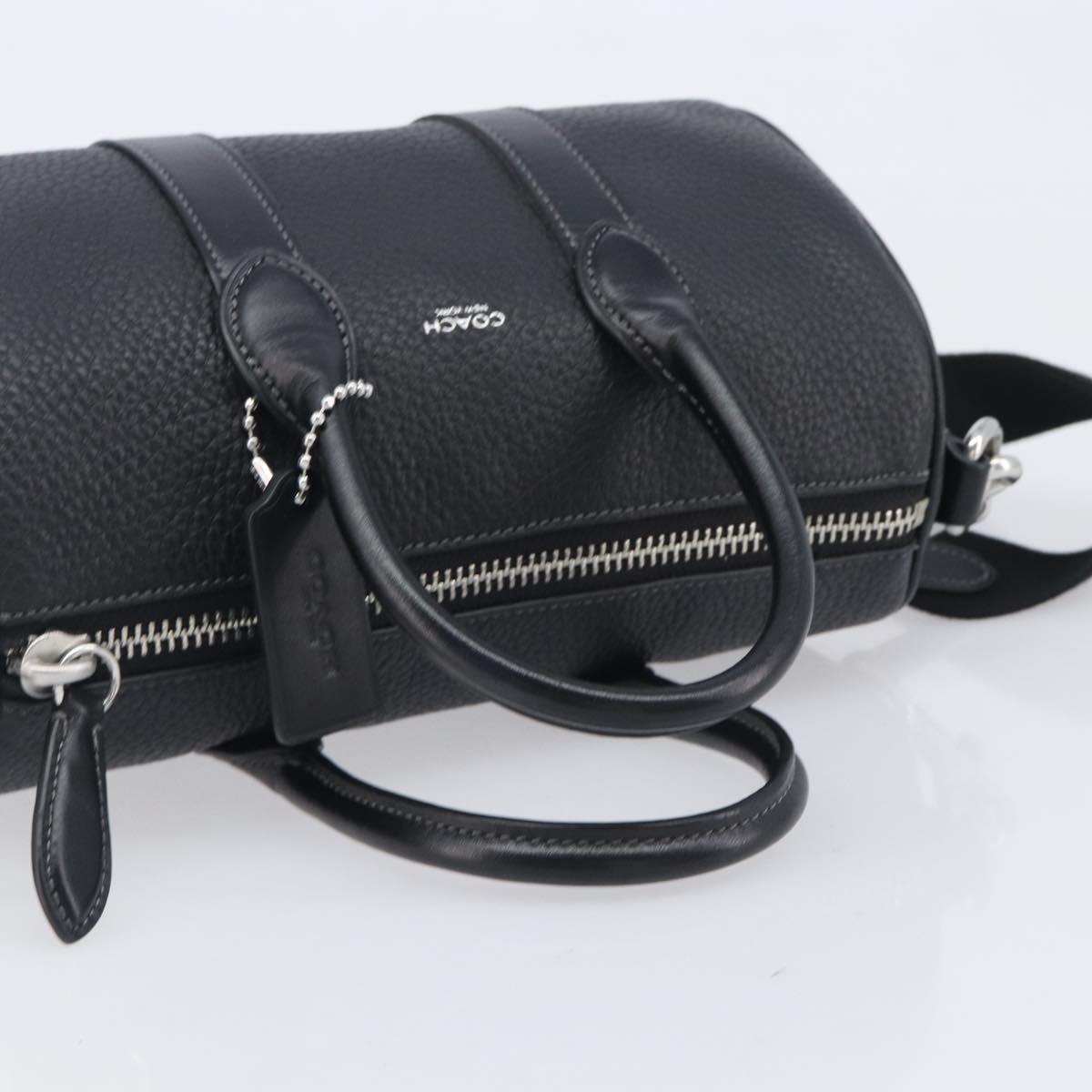 Coach Hand Bag Leather 2way Black Silver