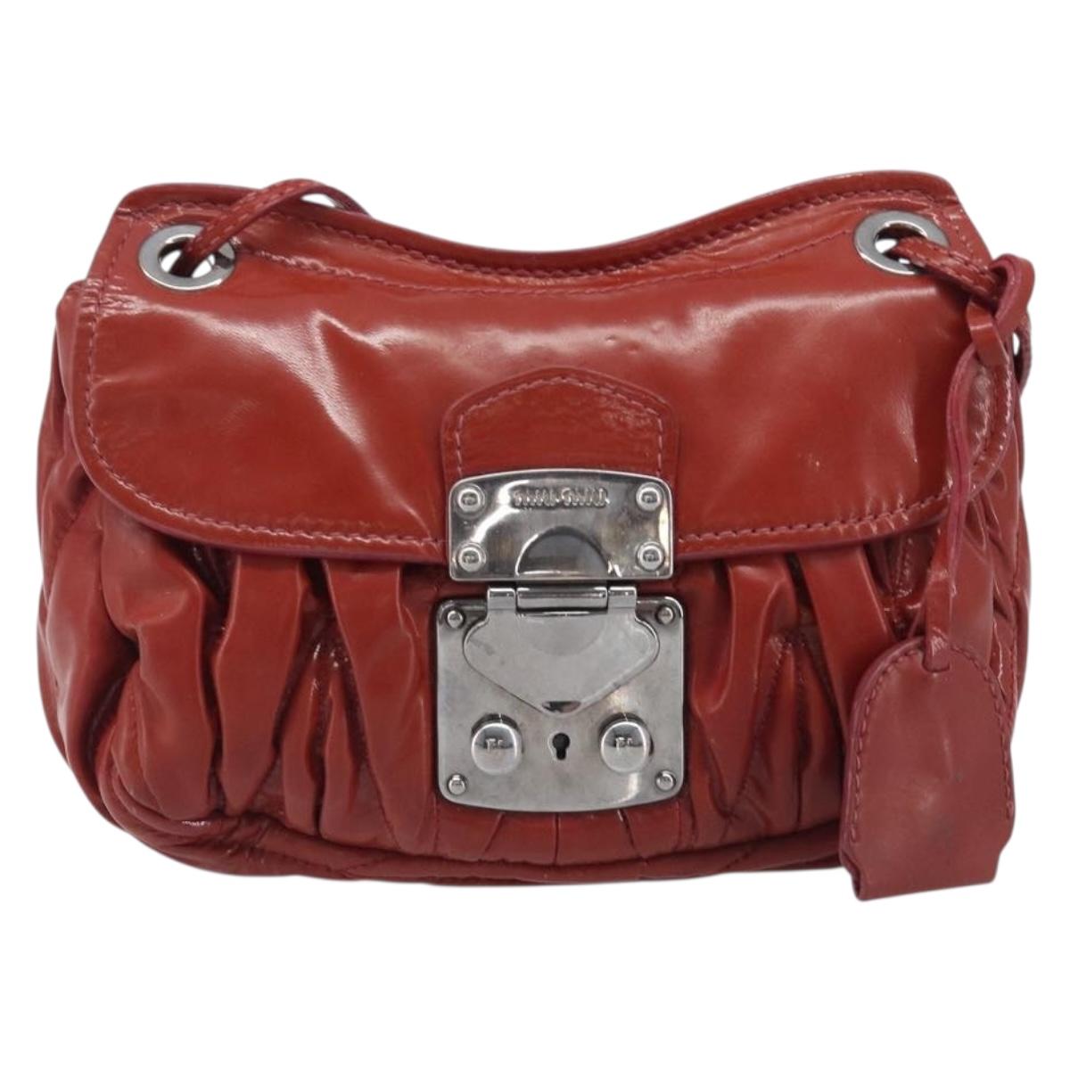 Miu Miu Chain Shoulder Bag Patent Red Silver