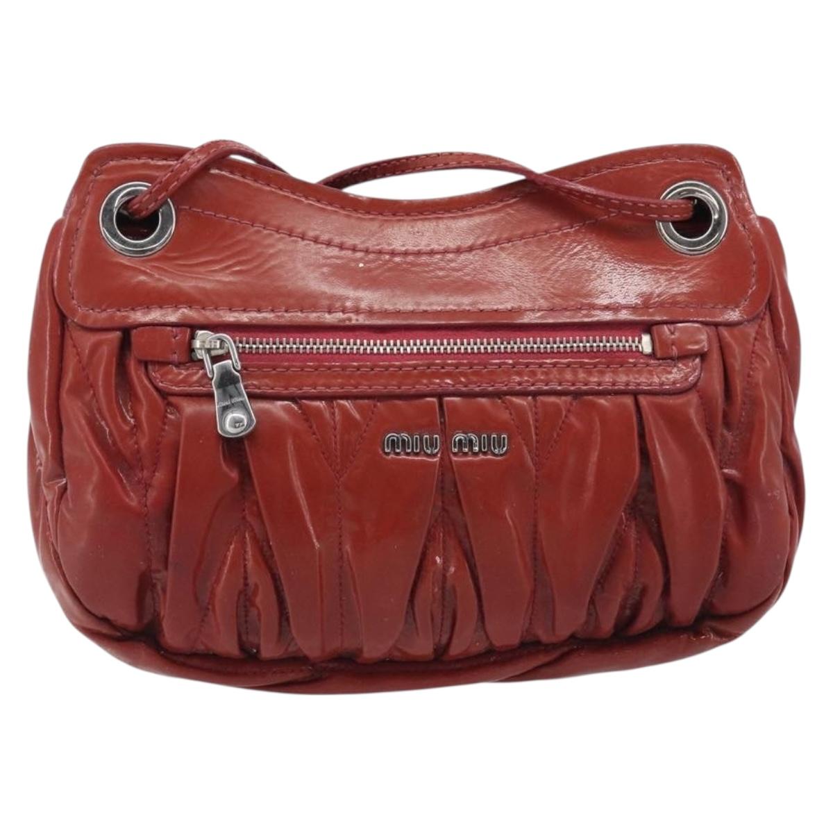 Miu Miu Chain Shoulder Bag Patent Red Silver