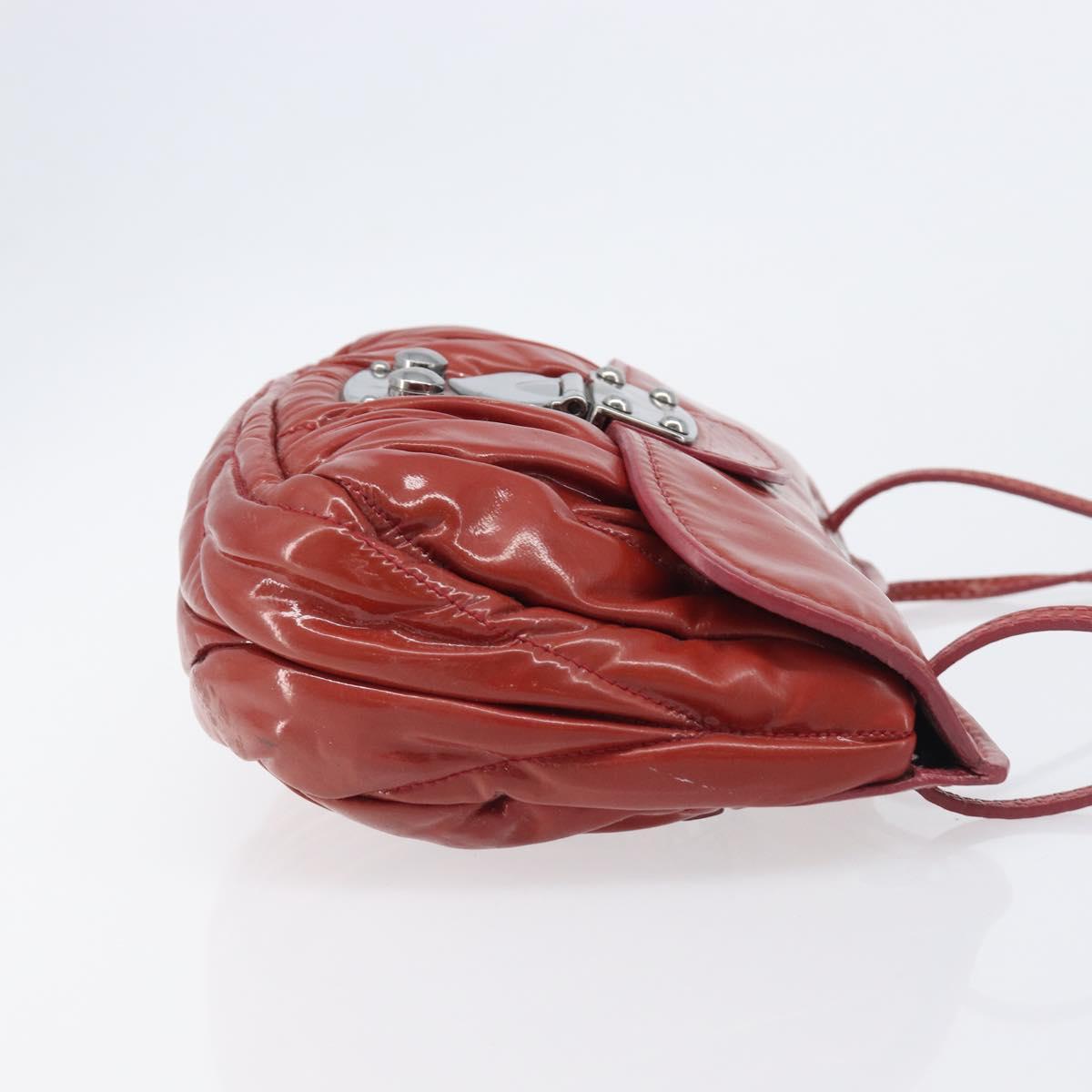 Miu Miu Chain Shoulder Bag Patent Red Silver