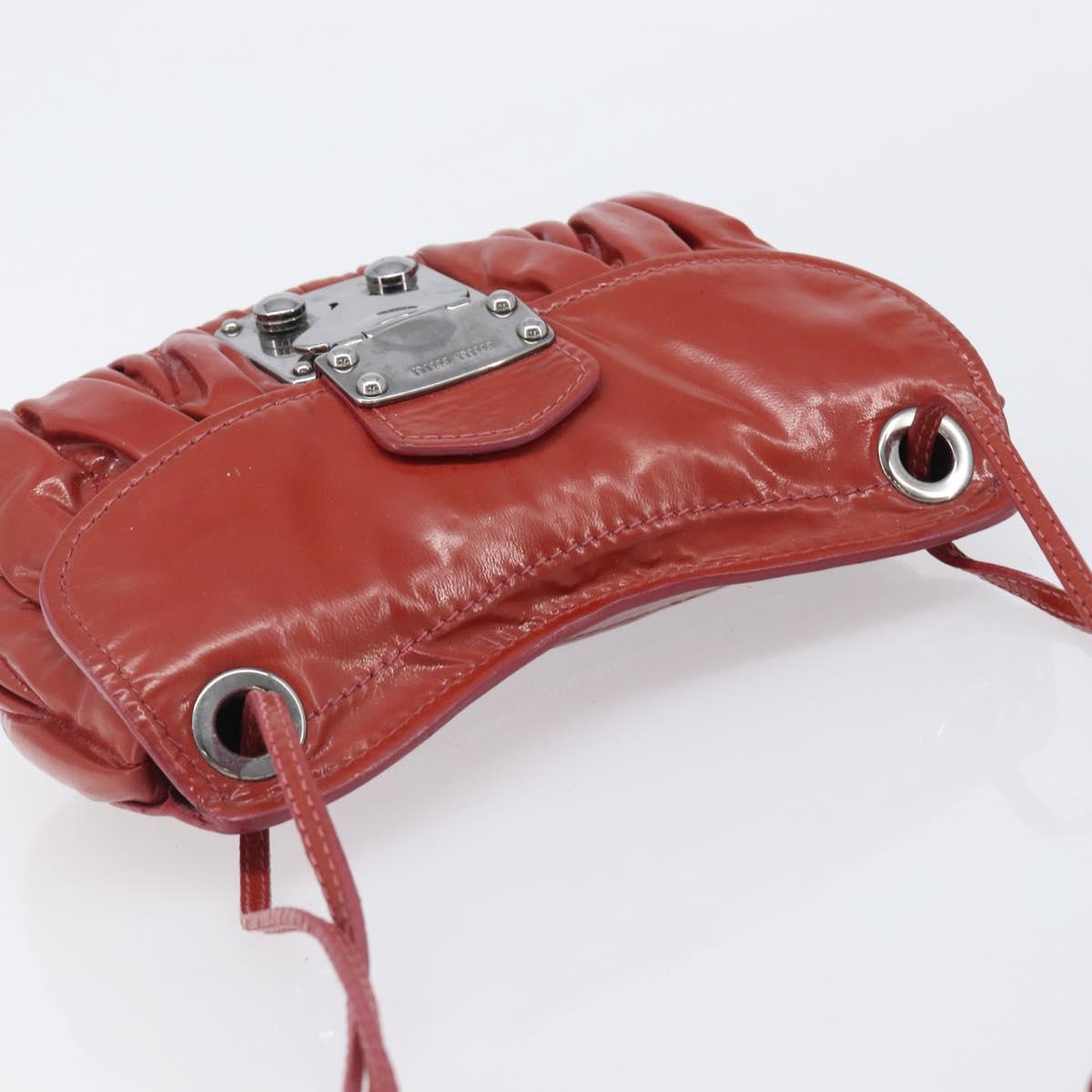 Miu Miu Chain Shoulder Bag Patent Red Silver