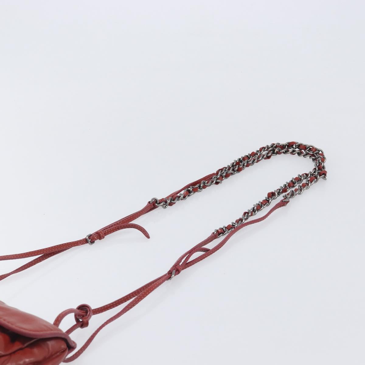 Miu Miu Chain Shoulder Bag Patent Red Silver