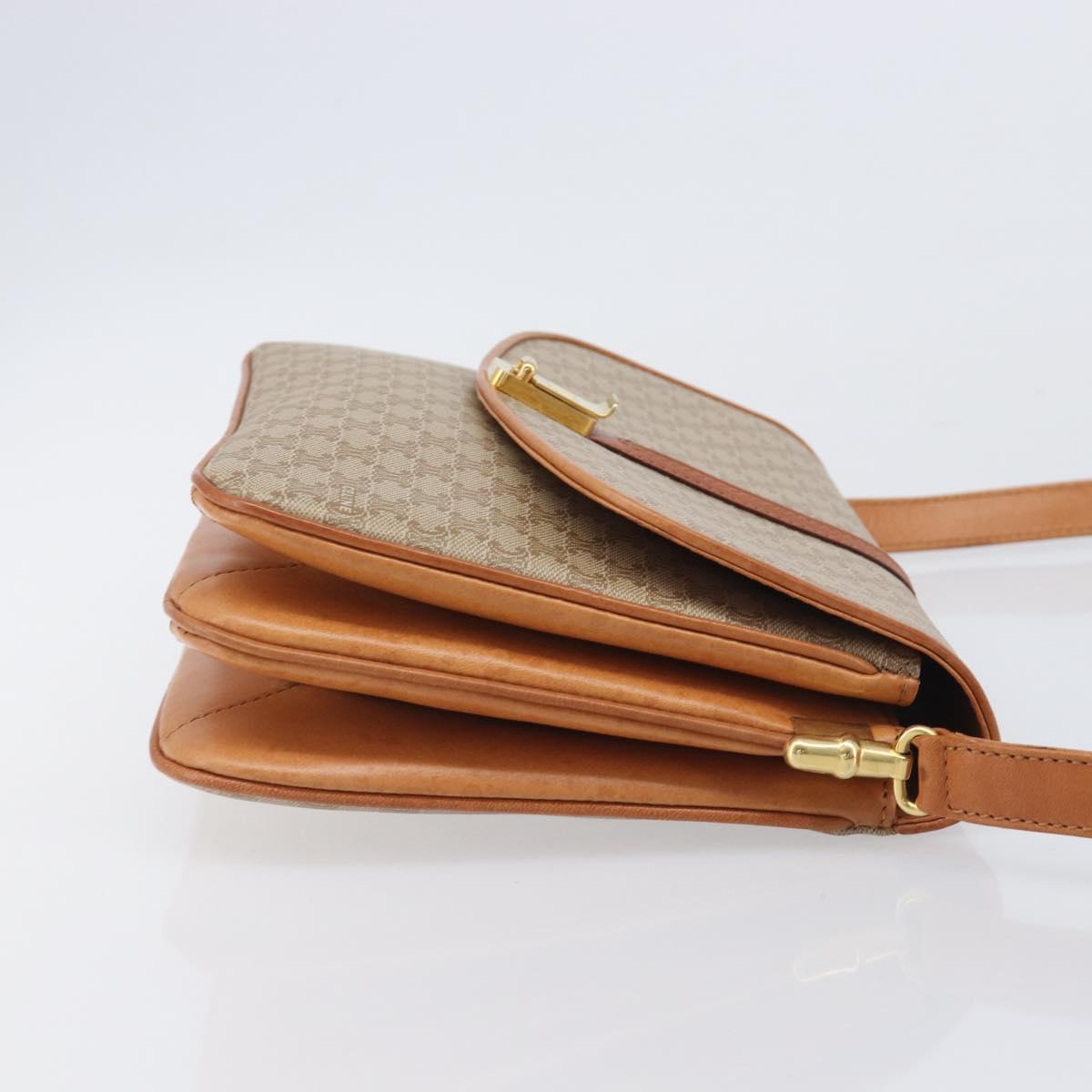 CELINE Macadam Canvas Shoulder Bag PVC Beige Gold