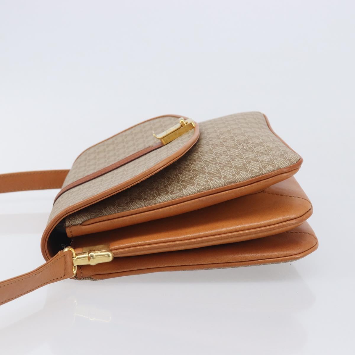 CELINE Macadam Canvas Shoulder Bag PVC Beige Gold