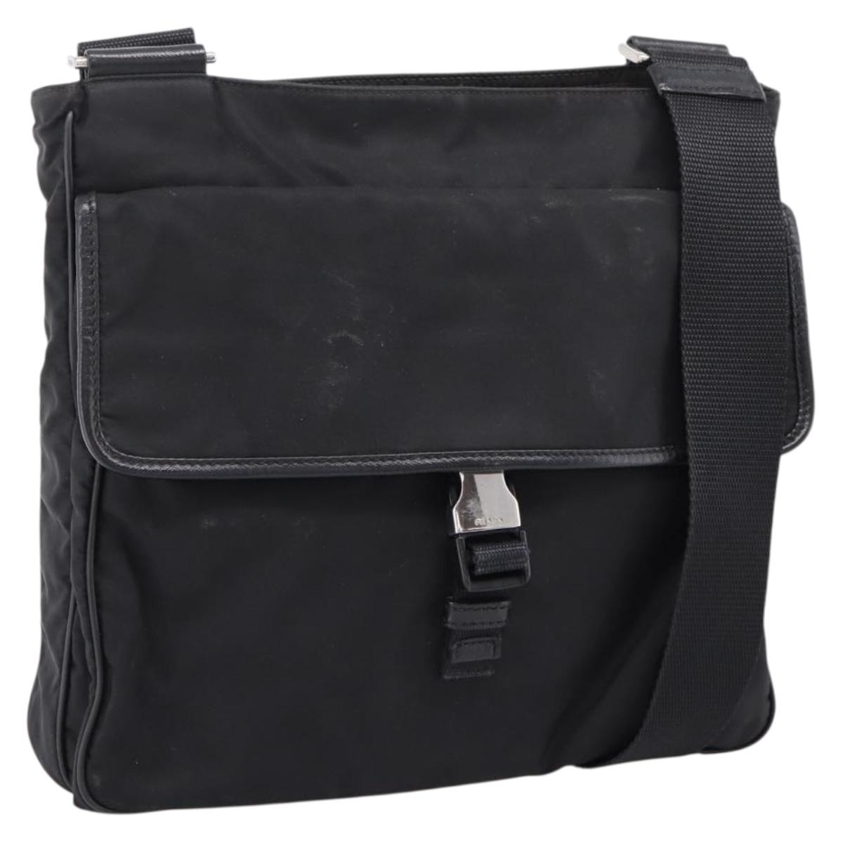 PRADA Shoulder Bag Nylon Black Silver