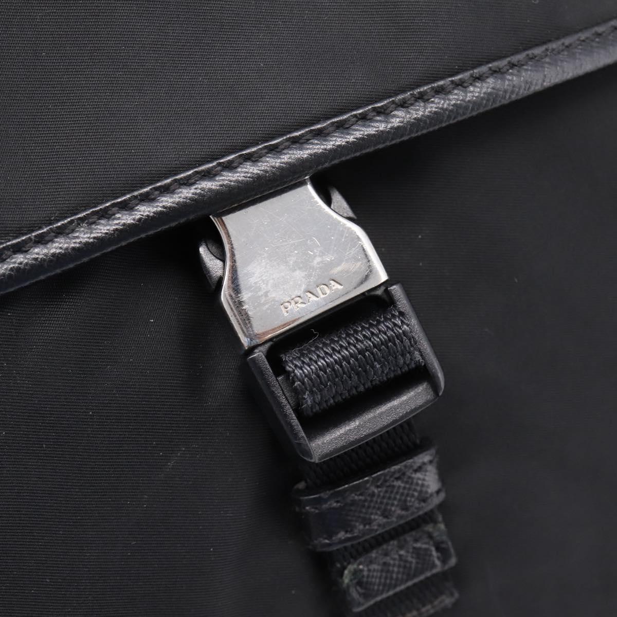 PRADA Shoulder Bag Nylon Black Silver