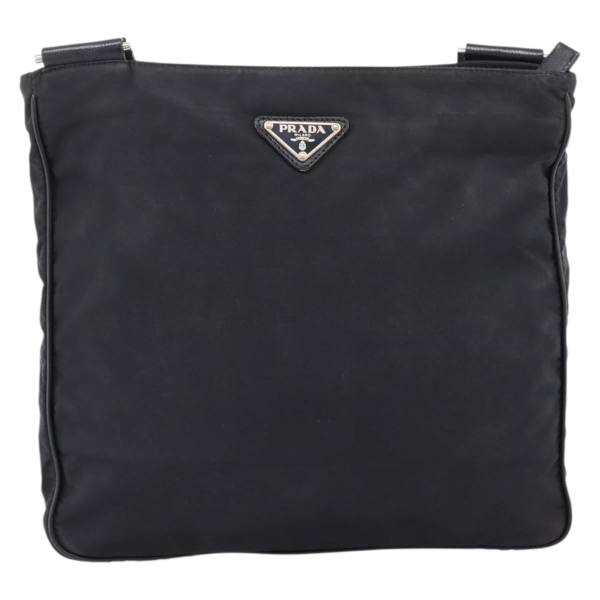 PRADA Shoulder Bag Nylon Black Silver