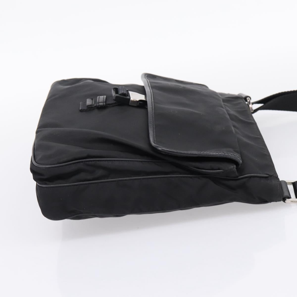 PRADA Shoulder Bag Nylon Black Silver