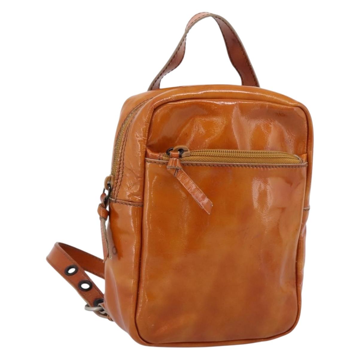 Miu Miu Backpack Patent Leather Brown Silver