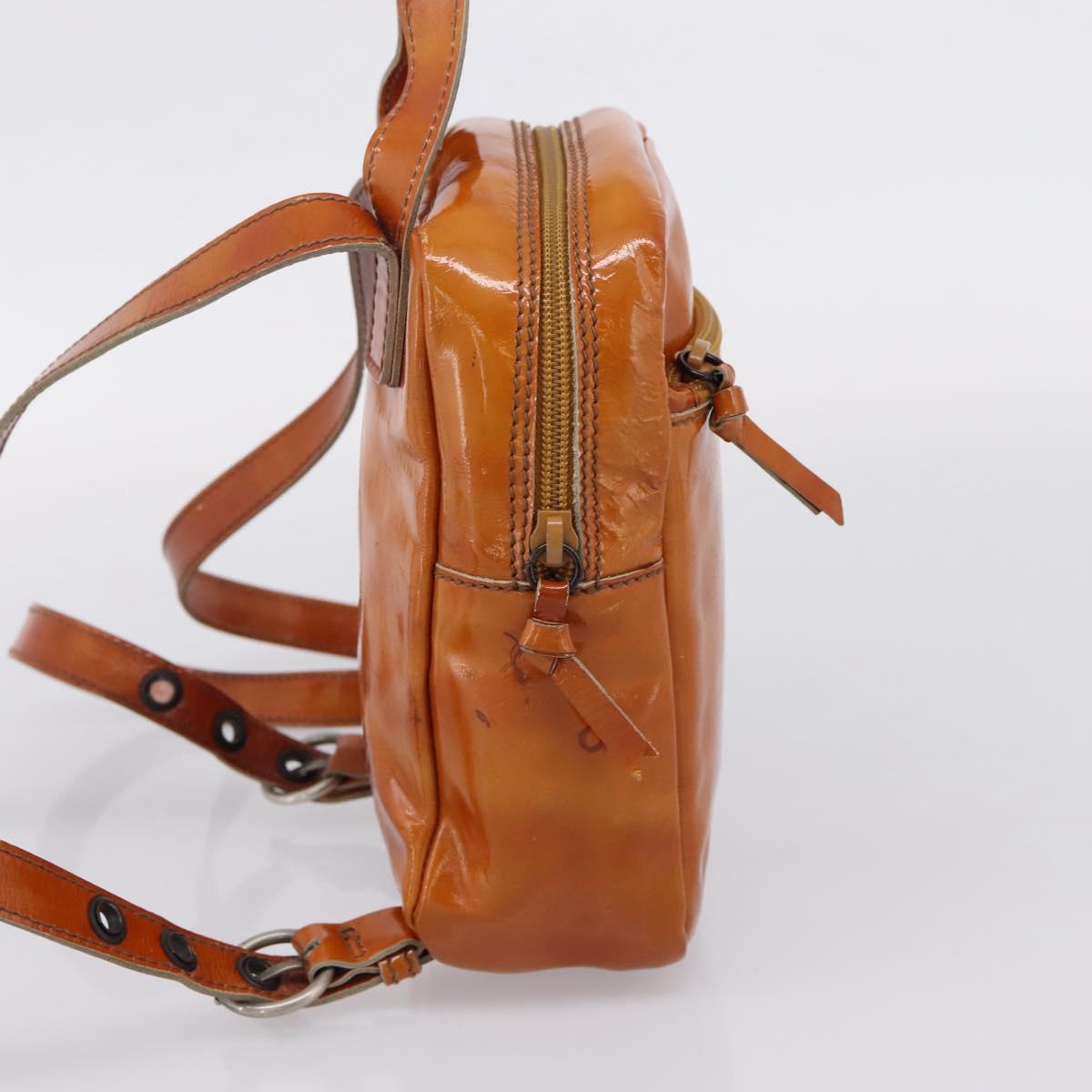 Miu Miu Backpack Patent Leather Brown Silver