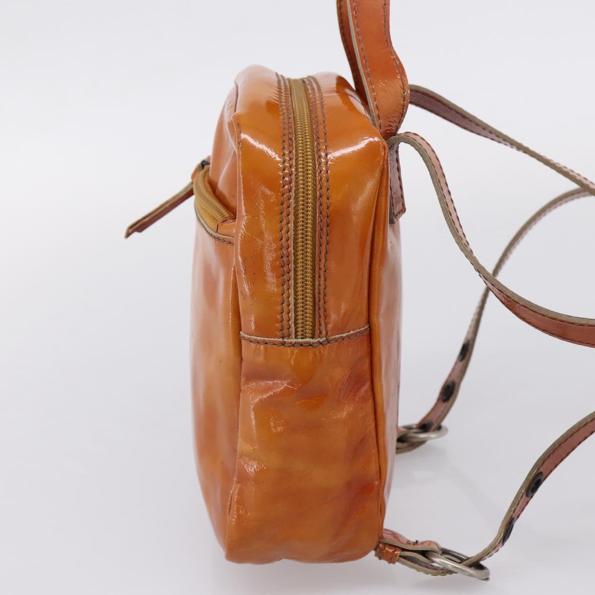 Miu Miu Backpack Patent Leather Brown Silver