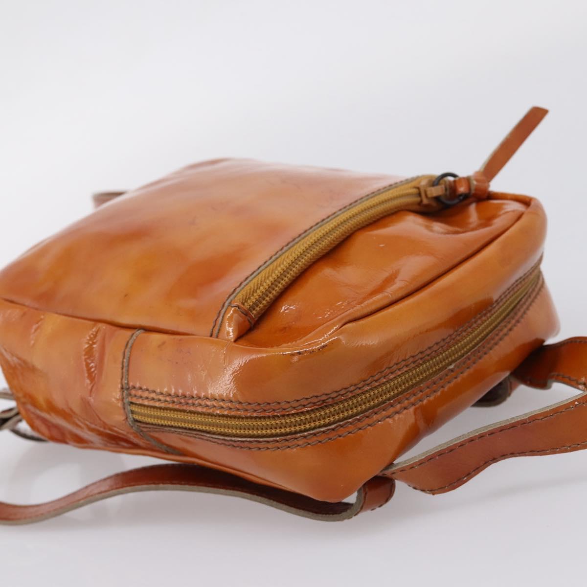 Miu Miu Backpack Patent Leather Brown Silver