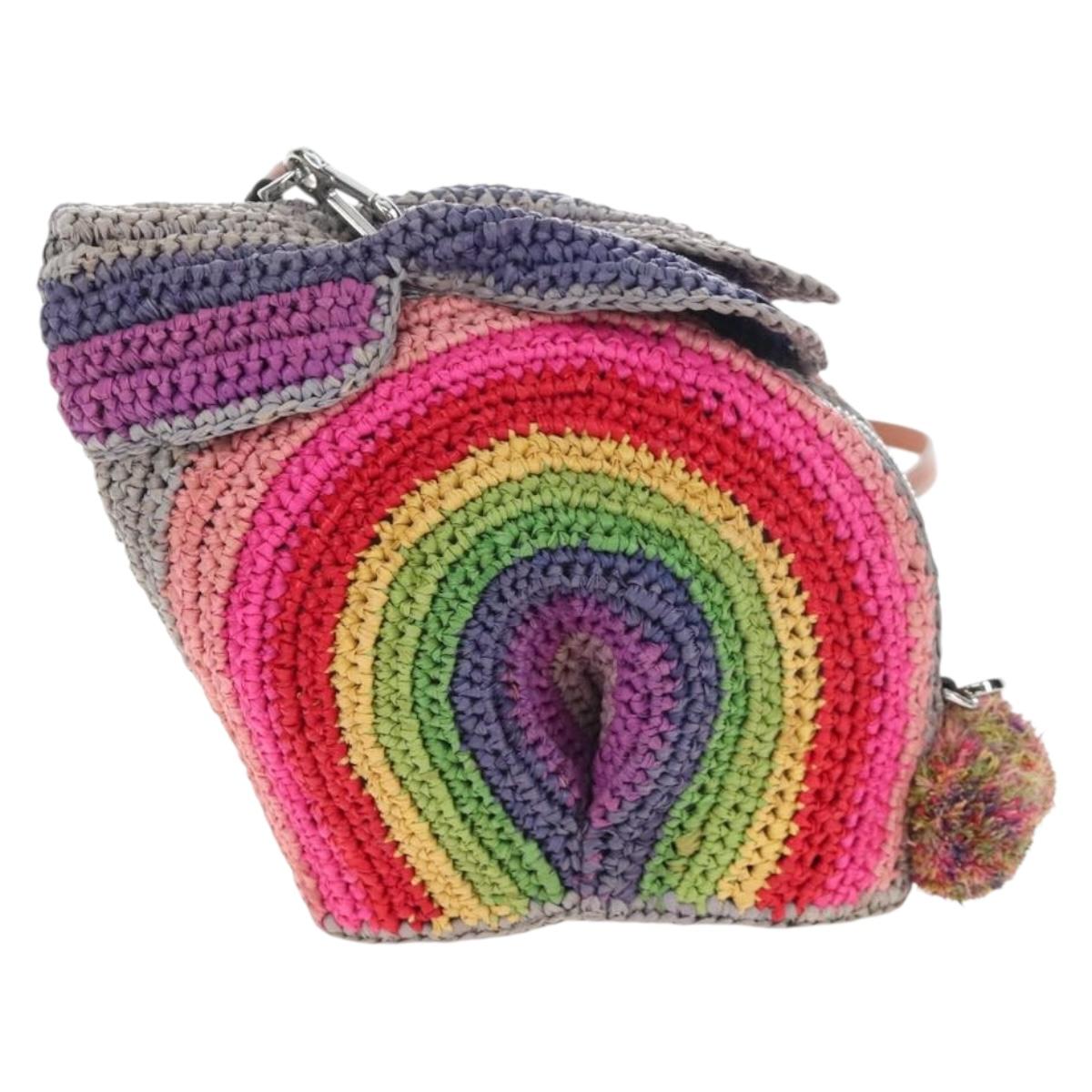 LOEWE Shoulder Bag Raffia Multicolor Silver