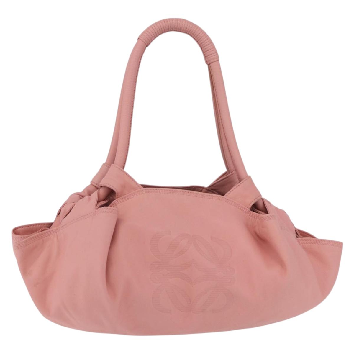 LOEWE Hand Bag Leather Pink Silver