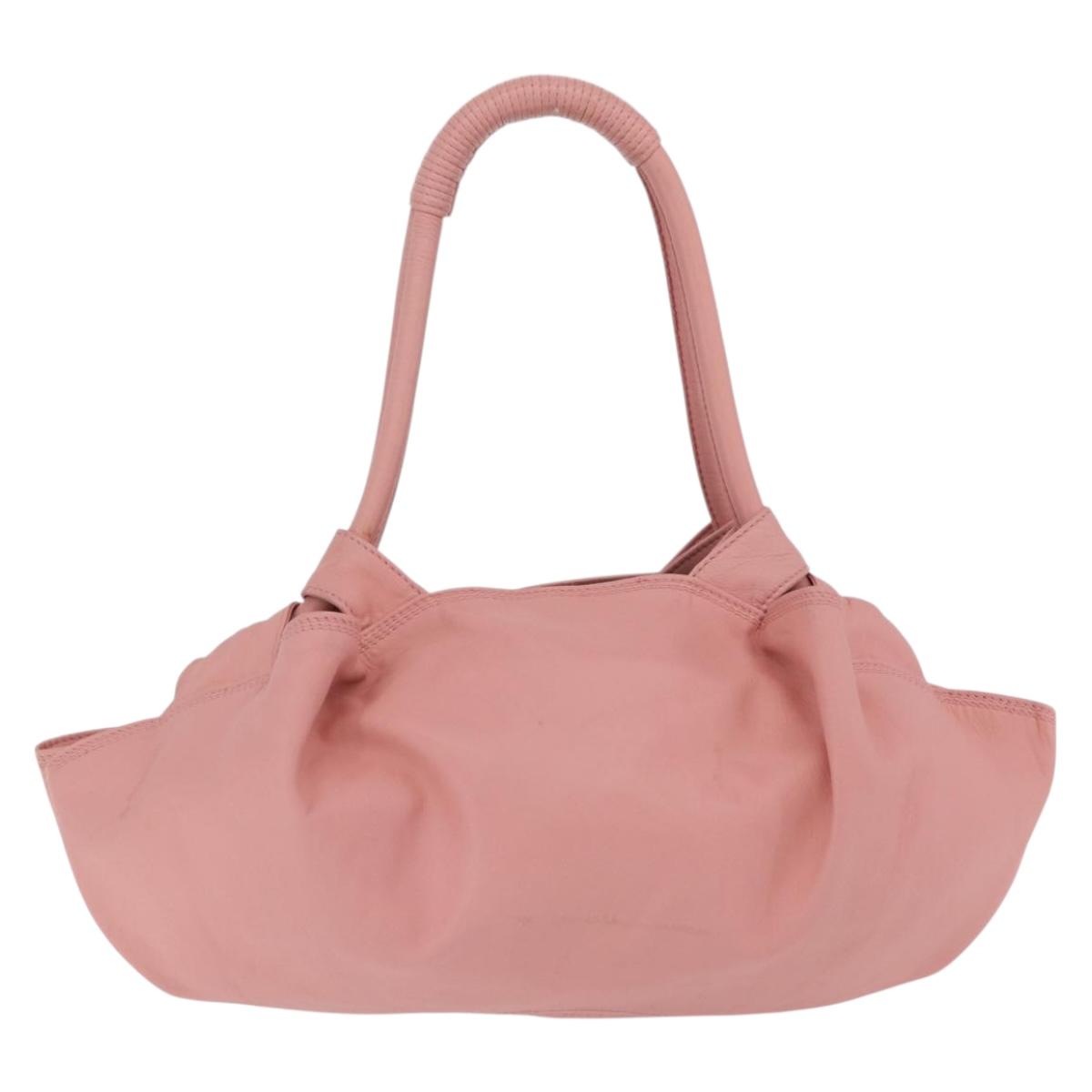 LOEWE Hand Bag Leather Pink Silver