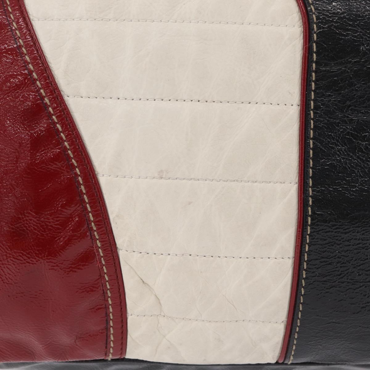 GUCCI Hand Bag Leather Red Silver