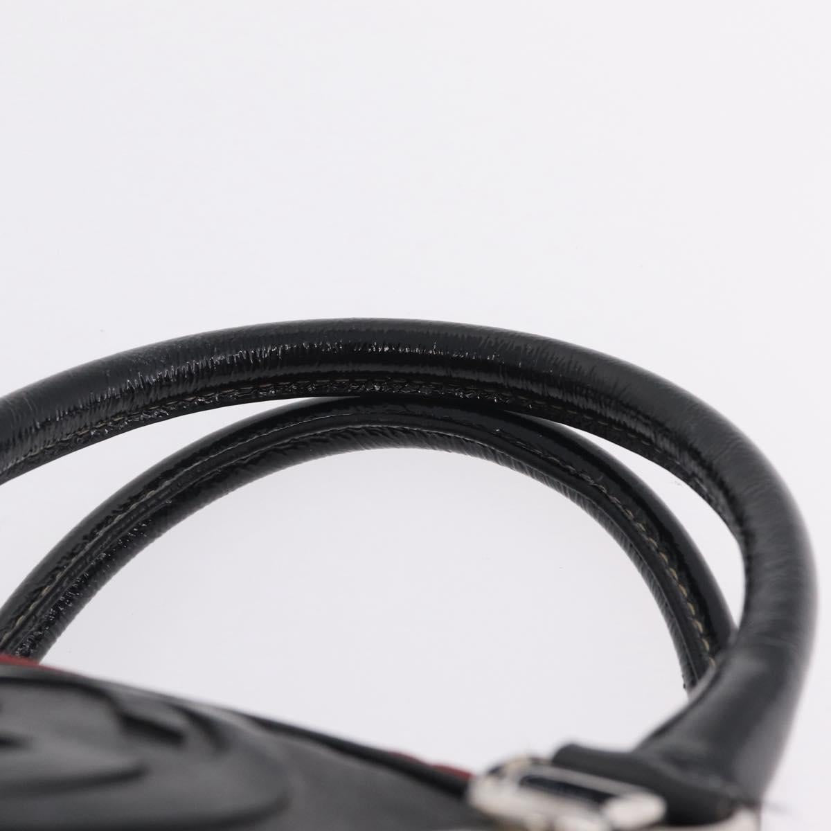 GUCCI Hand Bag Leather Red Silver