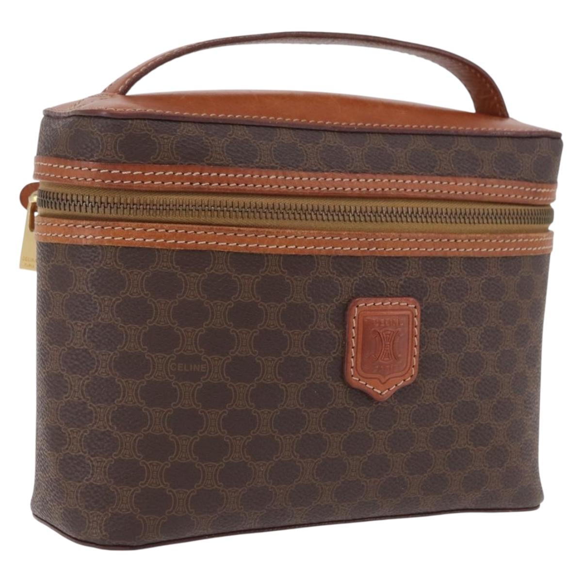 CELINE Macadam Canvas Vanity Pouch PVC Brown Gold