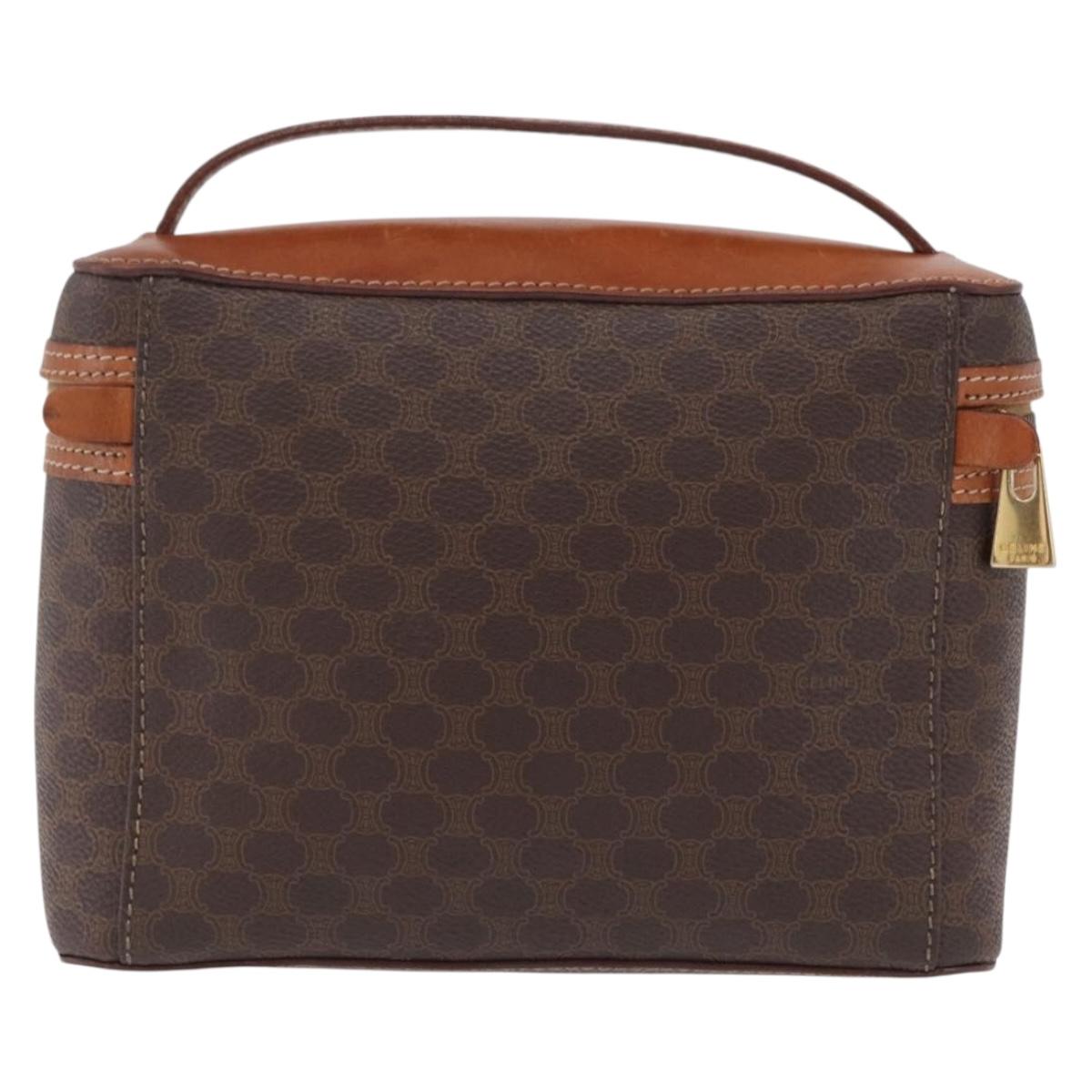 CELINE Macadam Canvas Vanity Pouch PVC Brown Gold