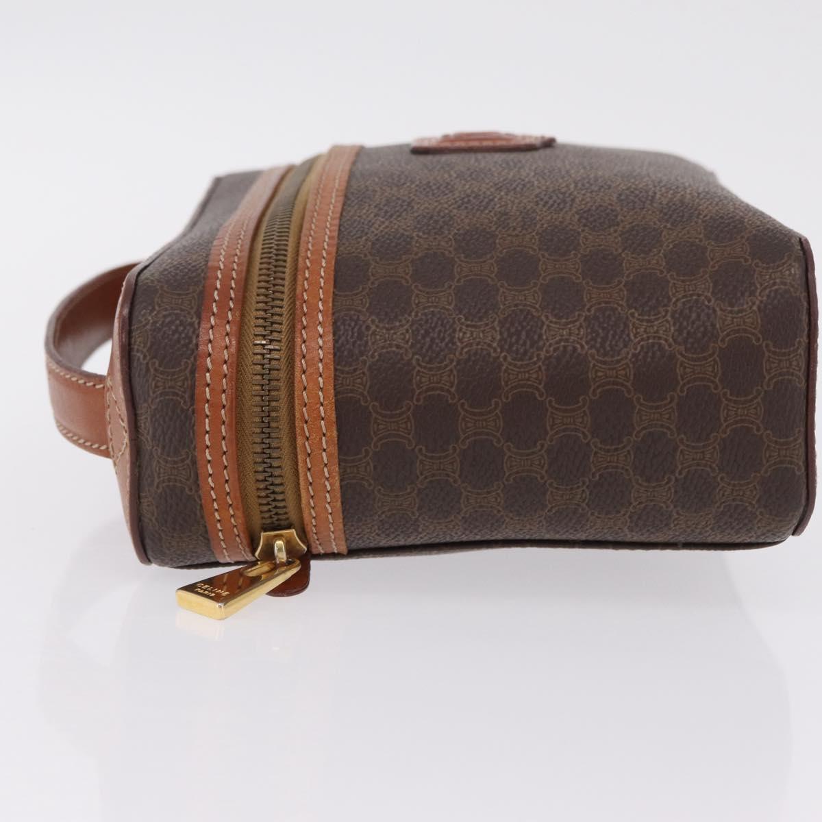 CELINE Macadam Canvas Vanity Pouch PVC Brown Gold