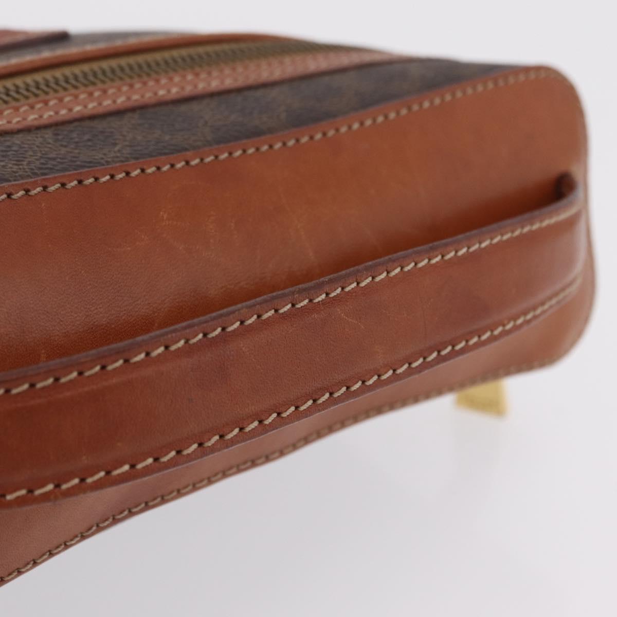 CELINE Macadam Canvas Vanity Pouch PVC Brown Gold