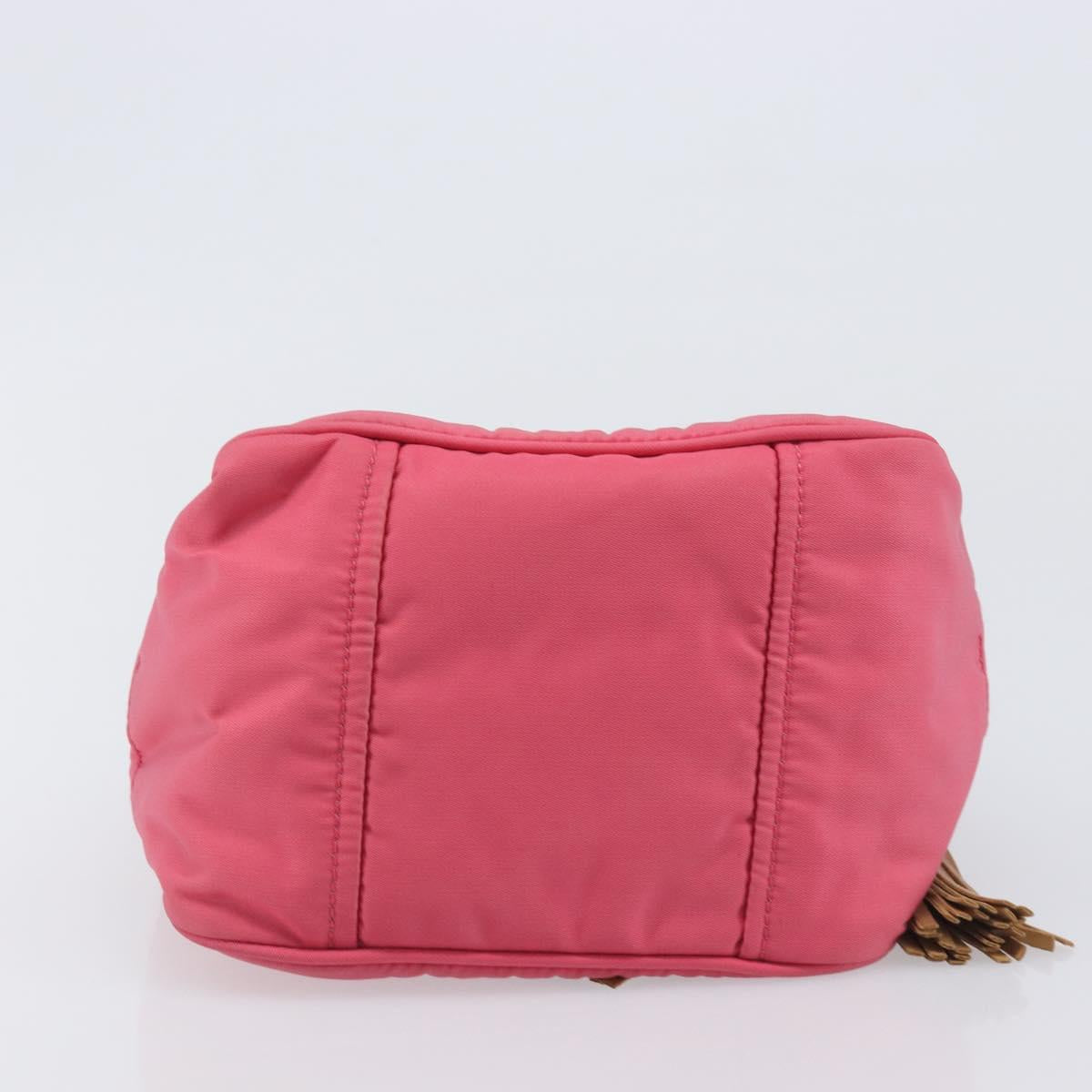 PRADA Hand Bag Nylon Pink Gold Tone