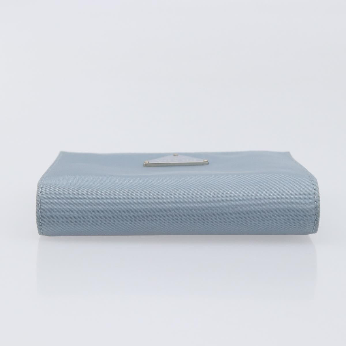 PRADA Compact Wallet Nylon Light Blue Silver