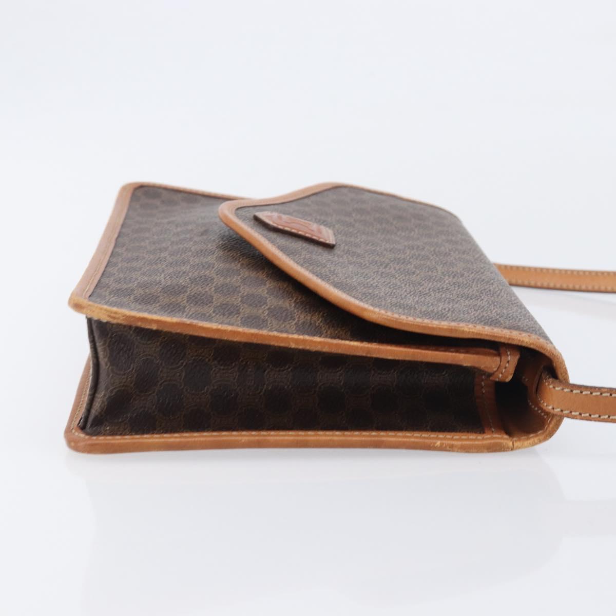 CELINE Macadam Shoulder Bag PVC Brown Gold Tone