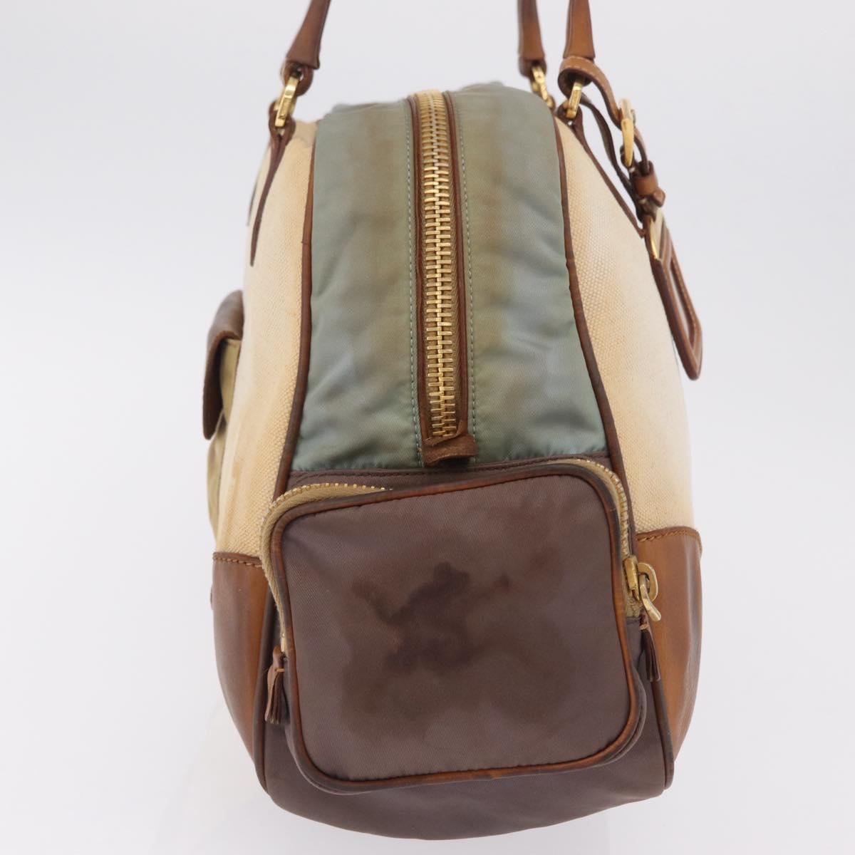 PRADA Tote Bag Canvas Beige Gold
